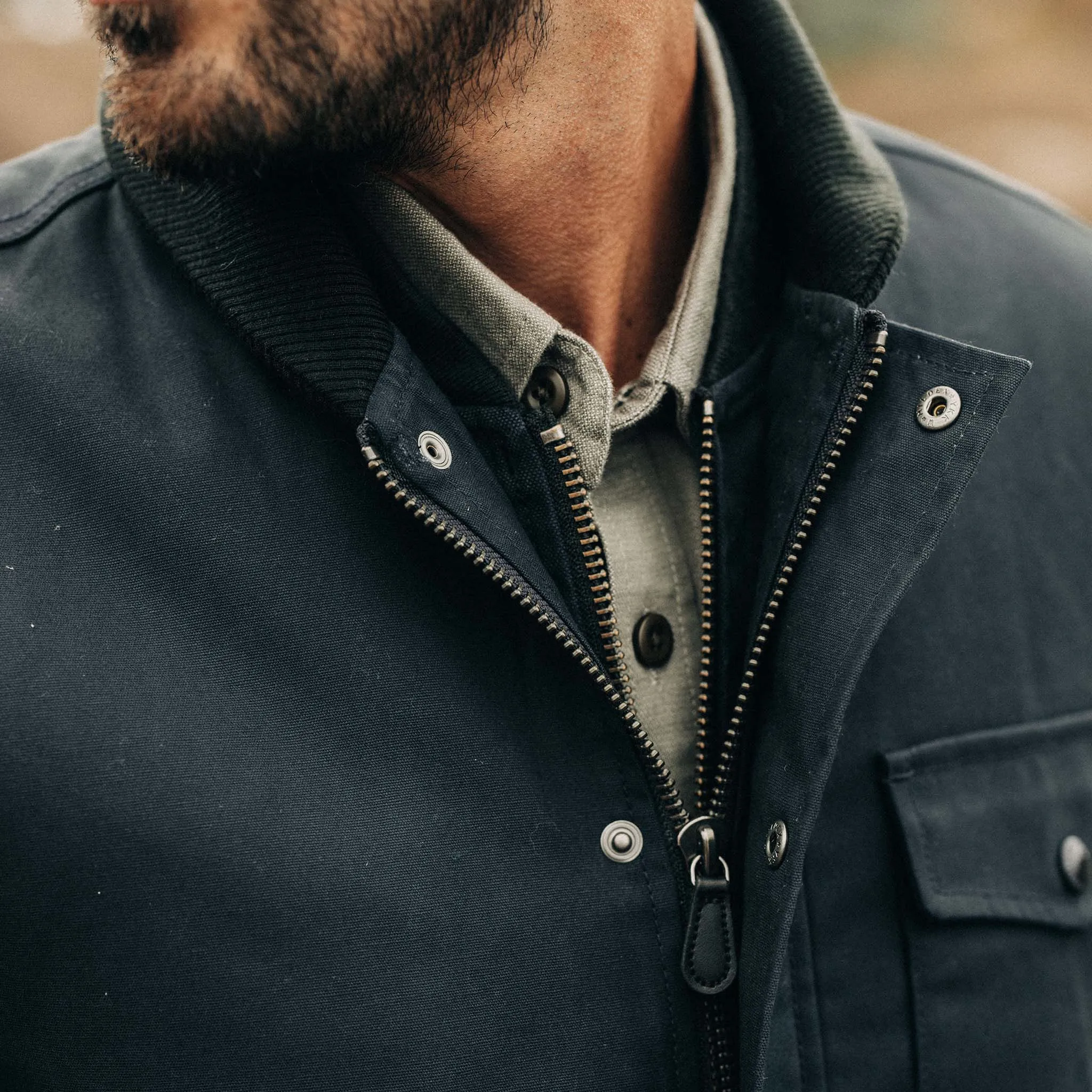 The Deck Jacket in Dark Navy Dry Wax