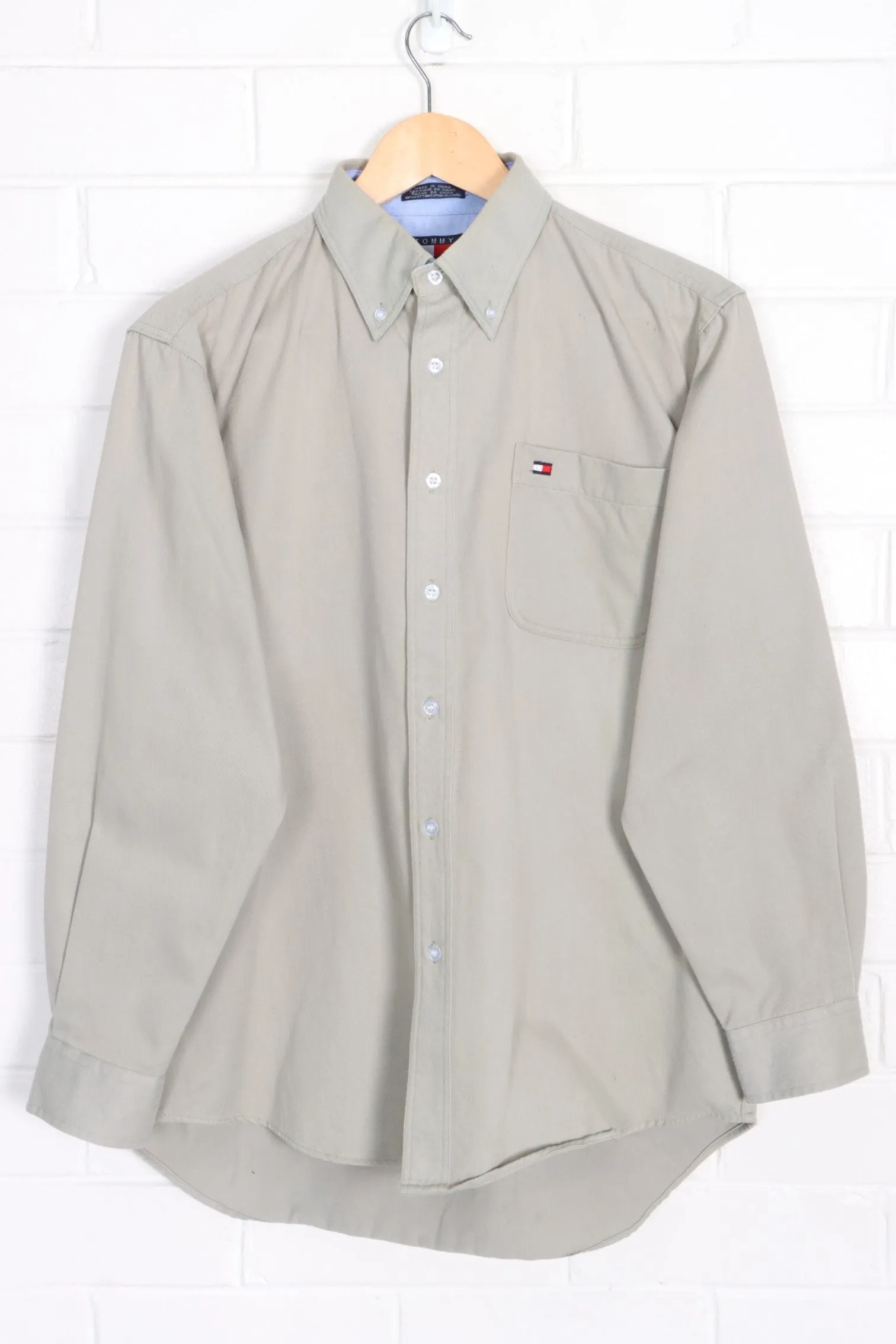 TOMMY HILFIGER Light Khaki Green Button Up Shirt (L)