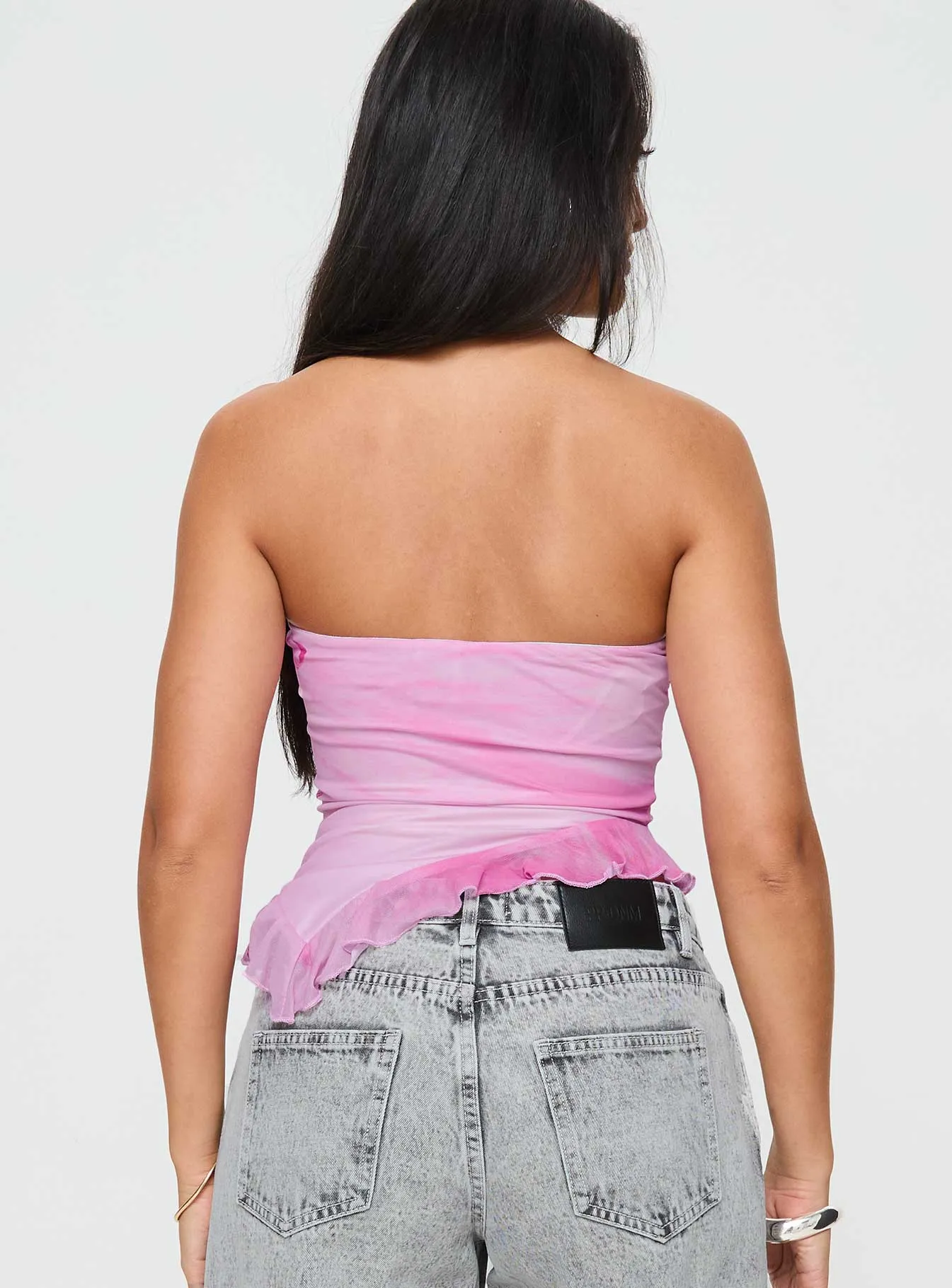 Travessa Asymmetric Tube Top Pink