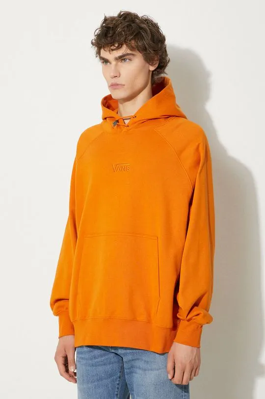 Vans cotton sweatshirt Premium Classics LX Hoodie Fleece men's orange color hooded smooth VN000GZ152K1