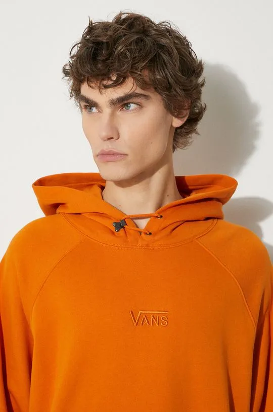 Vans cotton sweatshirt Premium Classics LX Hoodie Fleece men's orange color hooded smooth VN000GZ152K1