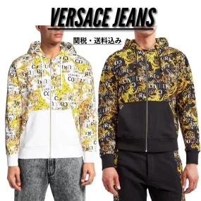 VERSACE JEANS  |Unisex Street Style Long Sleeves Cotton Logo Hoodies