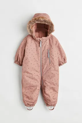 Water-repellent all-in-1 suit - Long sleeve - Long - Old rose/Spotted - Kids | H&M GB