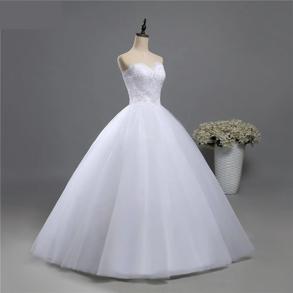 White Ivory Plus Size Formal Sweetheart Wedding Dress with Fashion Beads