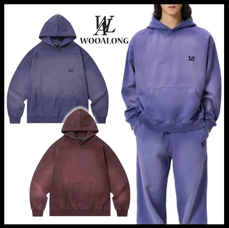 WOOALONG  |Unisex Street Style Logo Hoodies & Sweatshirts