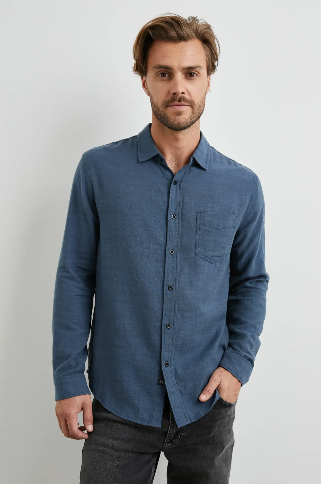 WYATT COTTON SLUB LONG SLEEVE SHIRT