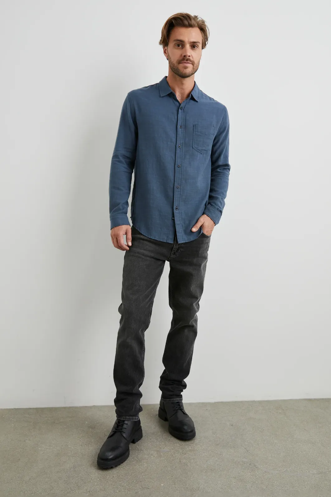 WYATT COTTON SLUB LONG SLEEVE SHIRT