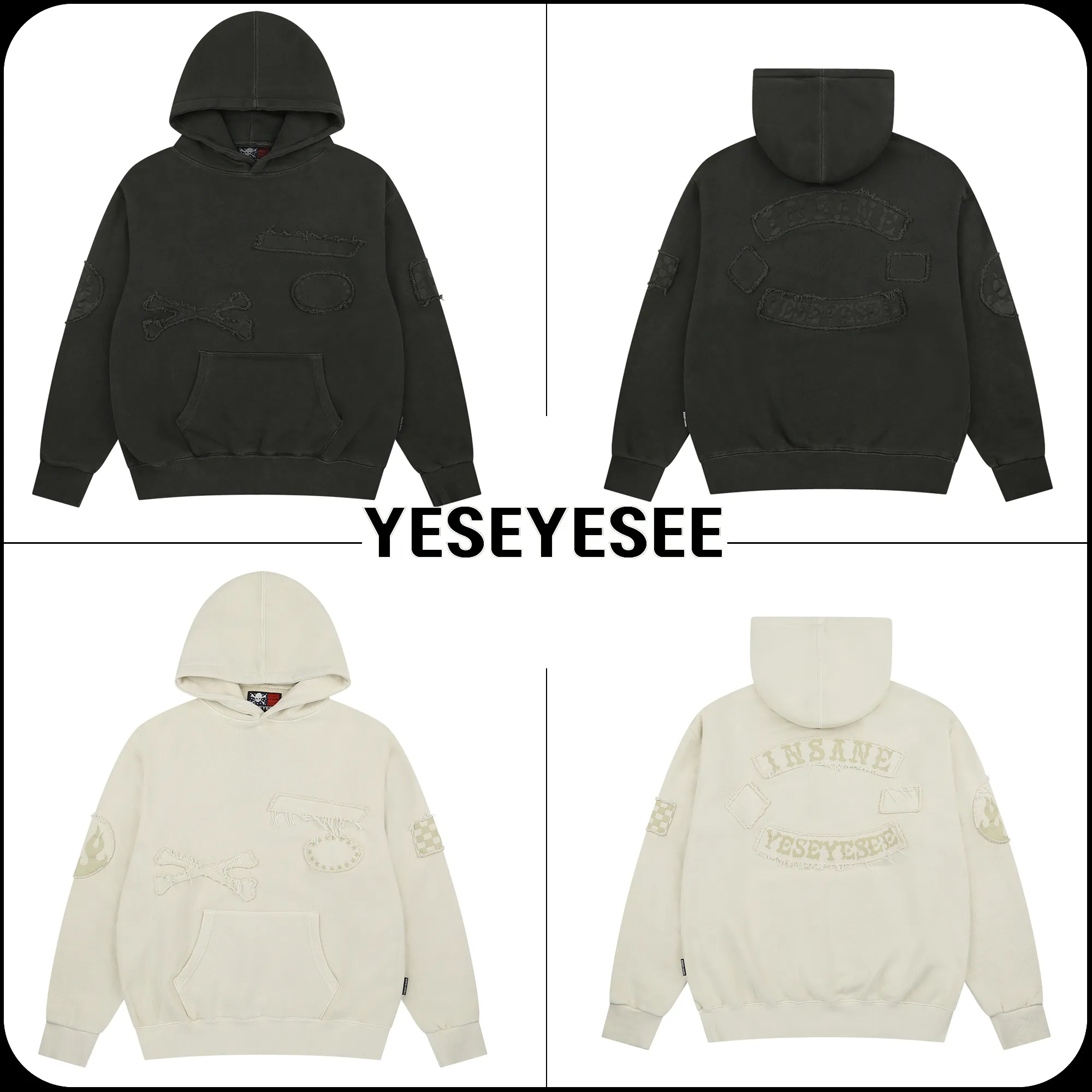 YESEYESEE  |[YESEYESEE]★X Insane Garage Pigment Patched Hoodie