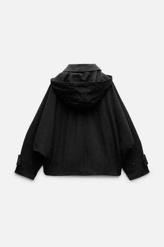 ZARA  |Nylon Long Sleeves Cotton Oversized Hoodies & Sweatshirts