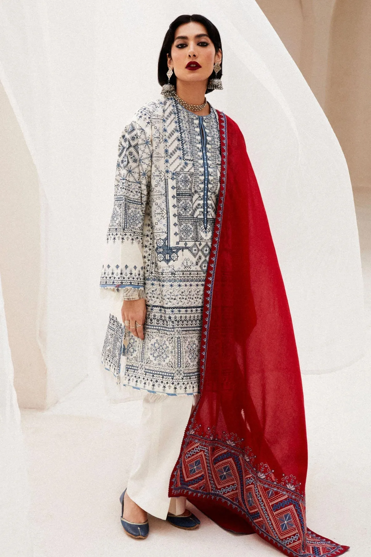 Zara Shahjahan Embroidered Luxury Lawn Unstitched 3Pc Suit D-02A DIYA